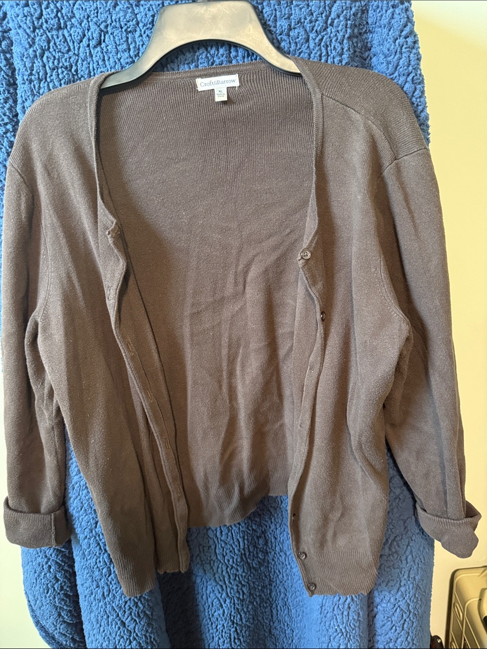croft & barrow Brown Lightweight Button Cardigan (106)